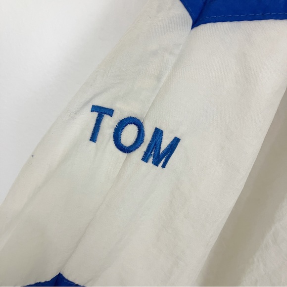 Vintage baseball windbreaker sport colour block blue black white athletic retro - Picture 4 of 9